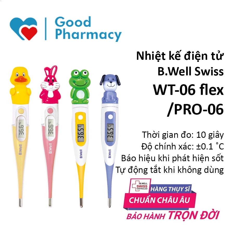 [CHÍNH HÃNG] Nhiệt kế điện tử B.Well Swiss WT-06 flex / PRO-06 hình thú, đo nhanh, chính xác, an toà