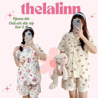 [ ẢNH THẬT ] Set pijama cổ bẻ dáng cộc hoạ tiết xinh xắn. Bộ ngủ nữ pyjama nhiều màu dễ thương