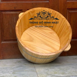 Chậu gỗ ngâm chân trơn, bồn ngâm chân gỗ thông giữ nhiệt tốt