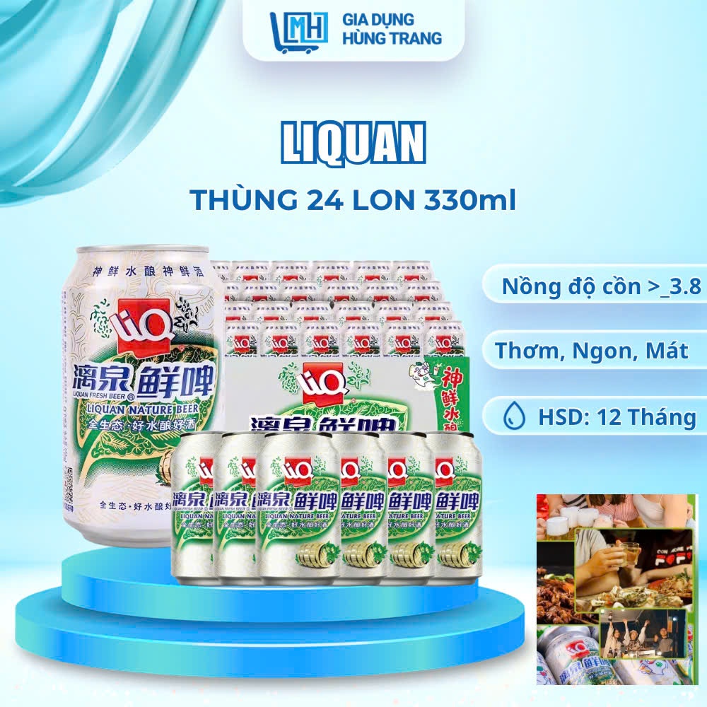 (Thùng 24 lon)  Bia Liquan Trung Quốc 330ml, Hàng Chuẩn Nhập Khẩu
