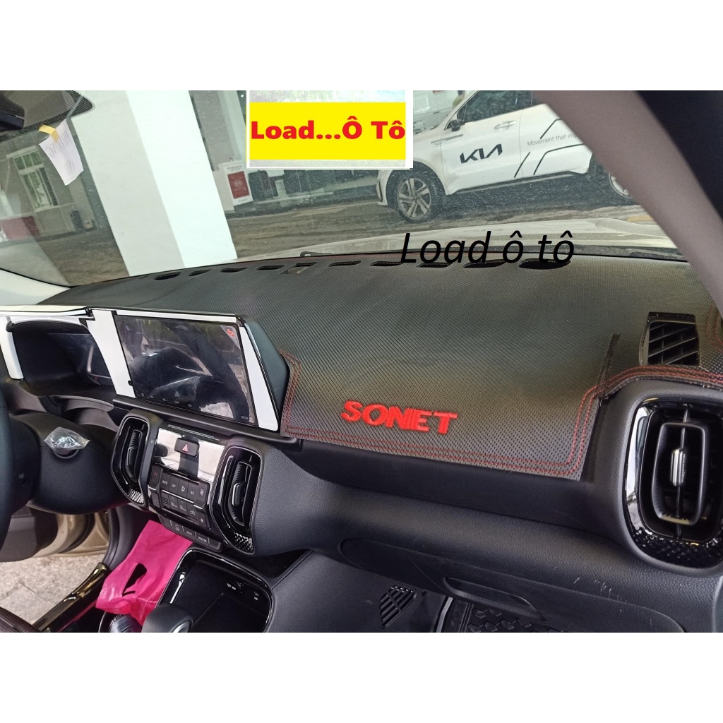 Thảm Taplo Da Xe KIA SONET 2025-22 Mẫu Da Vân Carbon Cao Cấp
