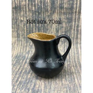 bình rót sữa dung tích 70ml gốm sứ Bát Tràng cao cấp không chì men đen lòng nâu gốm hạt tiêu