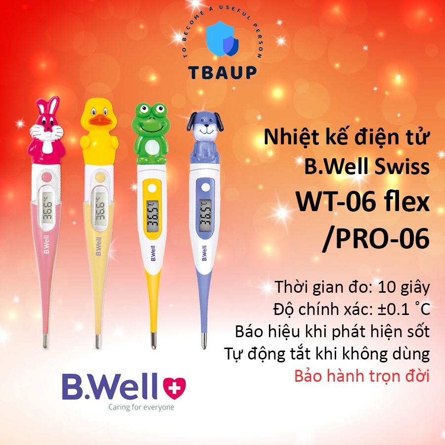 [CHÍNH HÃNG] Nhiệt kế điện tử hình thú B.Well Swiss WT-06 flex / PRO-06 đo nhanh, chính xác, an toàn
