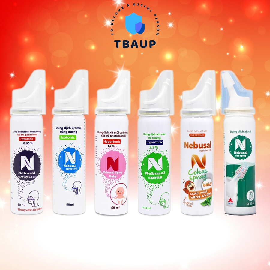 Dung dịch nước muối biển Nebusal Spray xịt vệ sinh mũi / tai giảm nghẹt, sổ mũi (Đẳng / ưu / nhược t