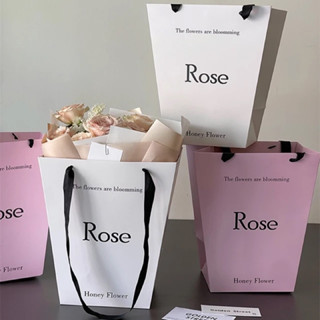 10 túi giấy đựng hoa quà tặng rose hình thang 2 cỡ to nhỏ túi xách giấy đựng hoa sang trọng màu trắng