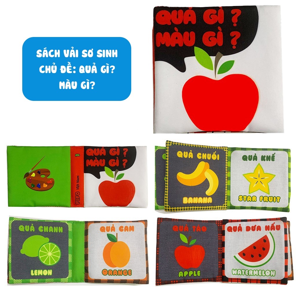 Sách vải cho bé PipoVietnam phát triển tư duy, an toàn cho trẻ sơ sinh và trẻ nhỏ