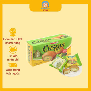 Hộp 6 gói bánh Orion Custas vị cốm Hà Nội 138g - KEM TRỨNG BỌC CỐM XANH, ĐÁNH THỨC HƯƠNG HÀ THÀNH