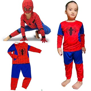 (Tặng mặt nạ ,SN14)  bộ quần áo siêu nhân nhện dài tay cho bé trai size 10-33kg
