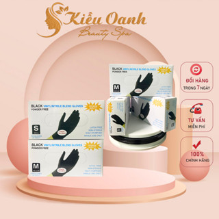 Găng tay y tế đen không bột hộp 100 chiếc, bao tay cao su đen ,Sử Dụng Trong Tóc Spa Phun Xăm,Thẩm Mỹ,Phun Săm