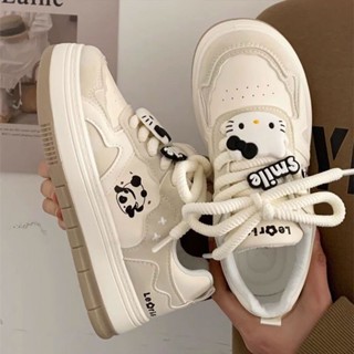 Giày thể thao nữ họa tiết gấu trúc đế cao 4cm T89 thời trang 2024 ( Đi tăng size nếu chân dầy mập)