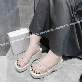 Dép xuồng đá quai trong cao 7 phân 3 màu xinh (D0130)