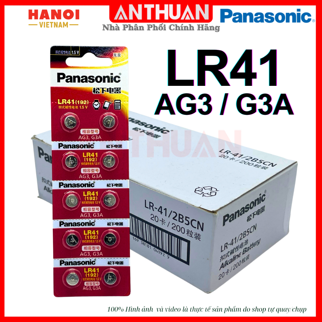 Pin LR41/AG3 Panasonic 1.5V Alkaline 192 V3GS G3A Chính Hãng thay nhiệt kế, đèn led, đồng hồ đồ chơi