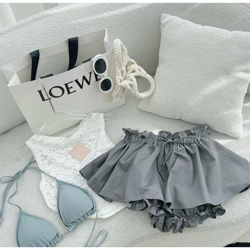 Set 3 Món Bikini Kín Đáo EMMA Phong Cách Cá Tính Gồm Áo Bikini + Quần Váy + Áo Ren Ngoài | BigBuy360 - bigbuy360.vn