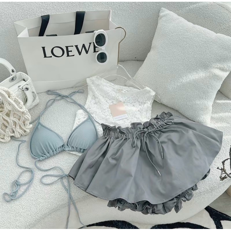 Set 3 Món Bikini Kín Đáo EMMA Phong Cách Cá Tính Gồm Áo Bikini + Quần Váy + Áo Ren Ngoài | BigBuy360 - bigbuy360.vn