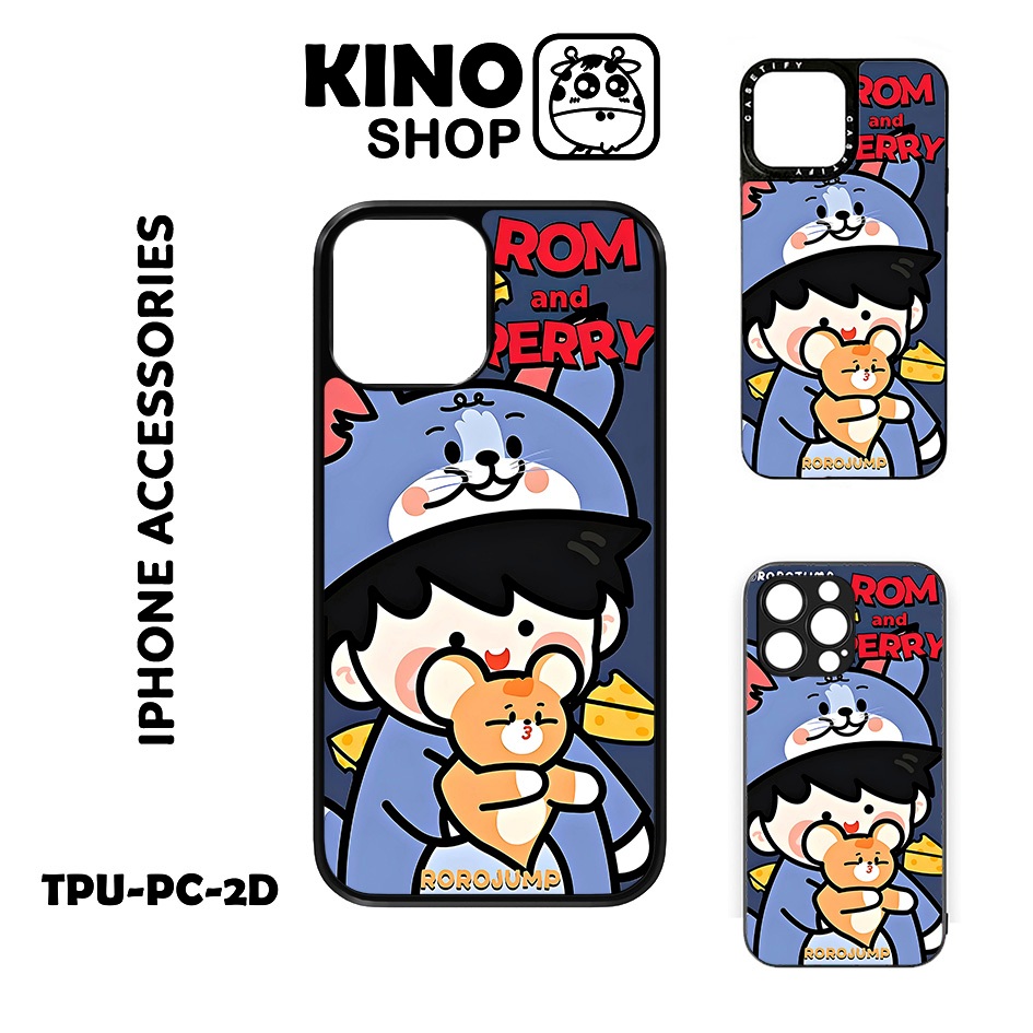 Ốp lưng iPhone KINOSHOP [ OD 221 ] couple rorojump tom and jerry viền dẻo đen silicon TPU chống ố và