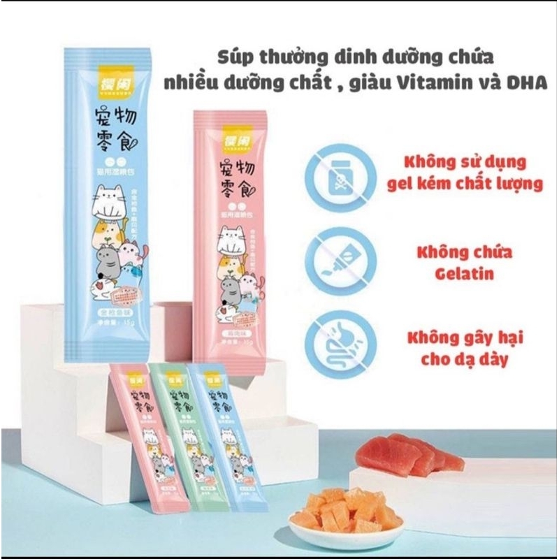 Combo 3 thanh súp thưởng cho mèo shizuka mix vị