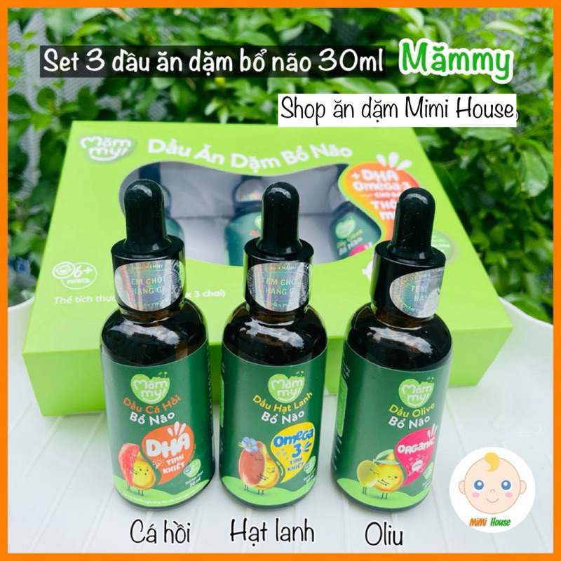 [Date 2027] Dầu ăn dặm cho bé Mămmy, dầu cá hồi, dầu hạt lanh, dầu oliu Mămmy 30ml
