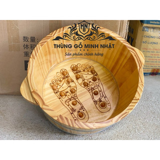  《XẢ LỖ》Chậu gỗ ngâm chân có hạt massage huyệt đạo hình bàn chân bồn gỗ ngâm chân 