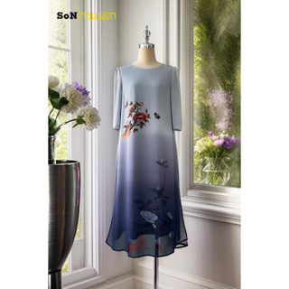 SONNGUYEN Đầm Suông Trung Niên Giấu Bụng Đầm Trung Niên Tặng Mẹ 34801 (Dài 105cm)