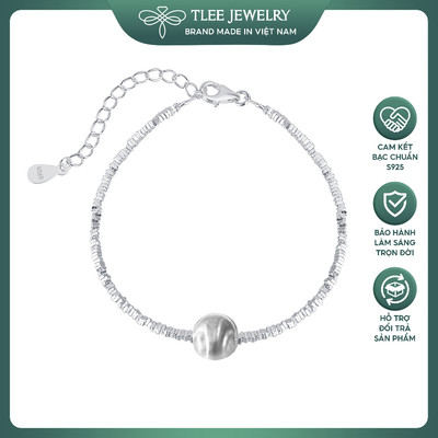 Lắc tay bạc nữ TLEE hạt bạc vỡ charm xỏ charm bạc mắt mèo lấp lánh TLEEJEWELRY LT0234