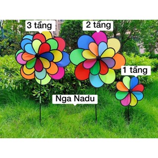 Chong chóng 8 cánh cầu vồng 3 lớp, 2 lớp cầu vồng trang trí quán cafe, trường học, khu du lịch, ngọn đồi chong chóng