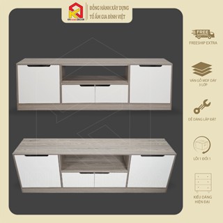 KN Home Kệ tivi phòng khách phong cách Bắc âu , tủ tivi xám mặt gỗ MDF màu vân gỗ phủ Melamine phòng khách MS41