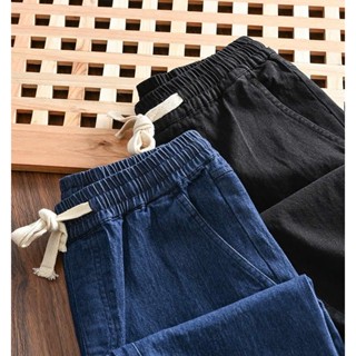 Quần jean nữ lưng chun đẹp chất liệu jean co giãn mặc thoải mái phom Rộng Dáng Suông, quần jean nữ baggy