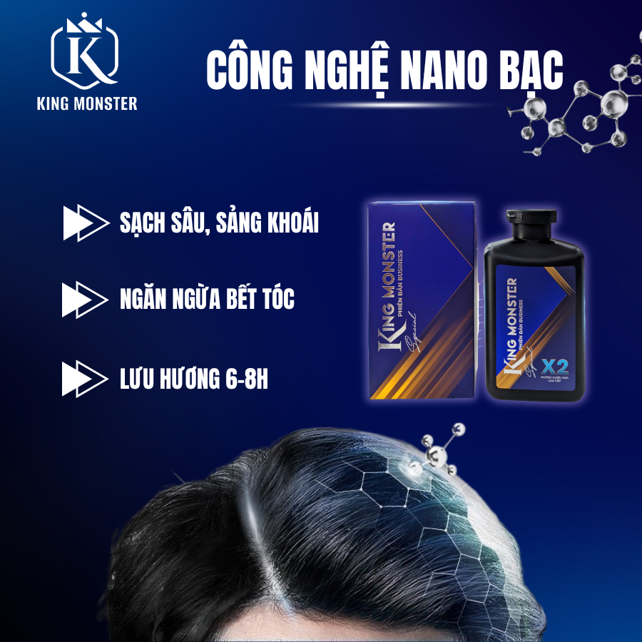 [189K - KING MONSTER] Sữa tắm gội nam hương nước hoa cao cấp, dầu gội nam sạch gàu dưỡng tóc chắc khỏe