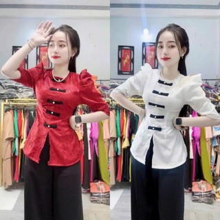  SÉT BỘ BÀ BA CỔ TRÒN TAY PHỒNG ÁO LẺ KHÔNG KÈM QUẦN CHẤT VẢI GẤM QUẦN ĐEN TUYẾT NHUNG TỪ 40-70kg 