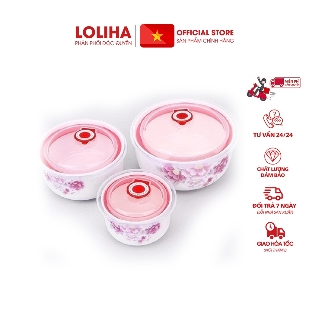 🏵️FREESHIP🏵️ Combo 5 Bộ 3 bát sứ hút chân không