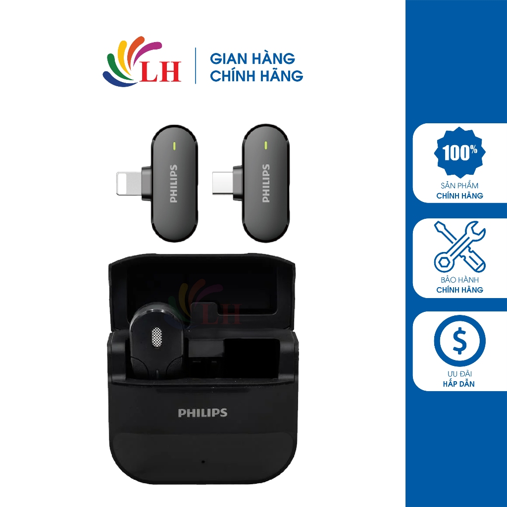 Micro không dây Wireless Lavalier Philips 1 Micro DLM9001 - Hàng chính hãng