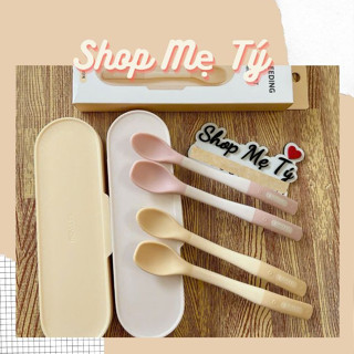 (mẫu mới) Set Thìa/ muỗng Silicon Moyuum cho bé Từ 6M+ Hàn Quốc/ Muỗng ăn dặm Silicon Moyuum cho bé từ 6 tháng