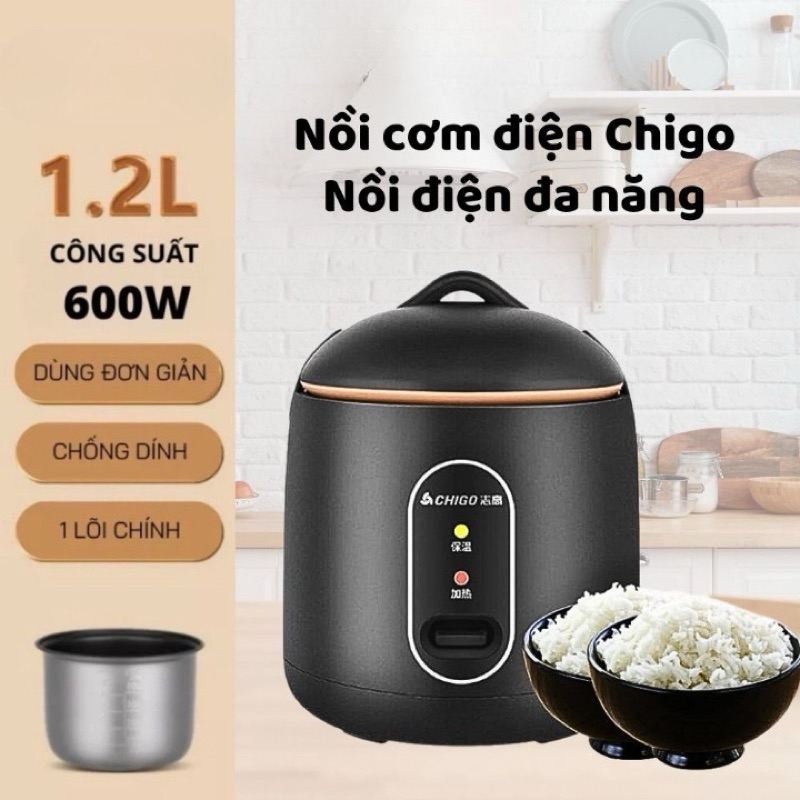 NỒI CƠM ĐIỆN CHIGO CHÍNH HÃNG 1.2LÍT, NỒI NẤU CƠM ĐA NĂNG