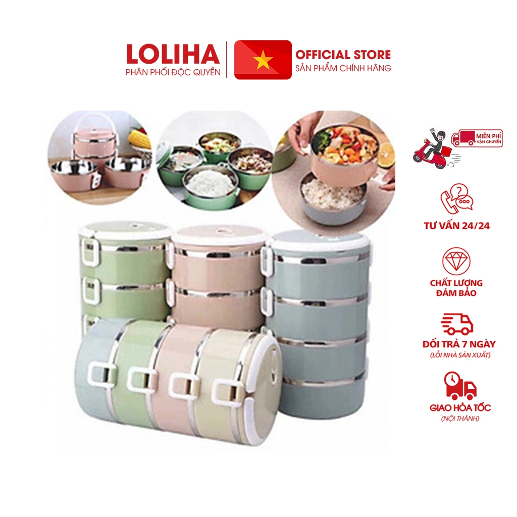 ⛔FREESHIPXTRA⛔ Cặp lồng cơm (4 TẦNG - LÚA MẠCH)