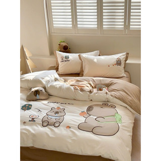 Bộ chăn ga gối COTTON LINEN Capy Bara 5 món cho bé yêu