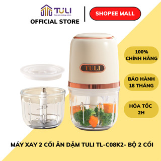 Máy xay 2 Cối Ăn Dặm Cho Bé Đa Năng Cầm Tay TULI TL-C08K2, Xay Thịt, Sinh Tố, Hoa Quả, BH 18 Tháng