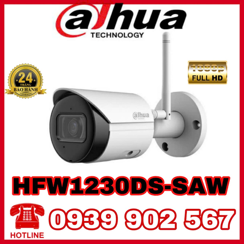 Camera IP Wifi 2MP thân trụ DAHUA DH-IPC-HFW1230DS-SAW