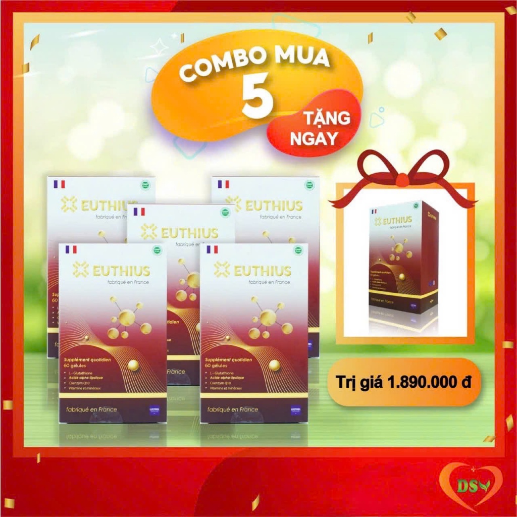 [Combo 5] - Mua 5 tặng 1- Euthius hộp 60 viên - công thức chống oxy hóaI DSV Pharmacy