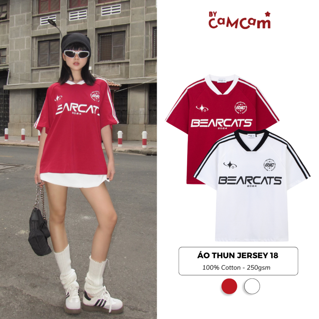 Áo Thun Thể Thao 𝑩𝒚𝒄𝒂𝒎𝒄𝒂𝒎 Jersey Số 18 Form Oversize BEARCATS