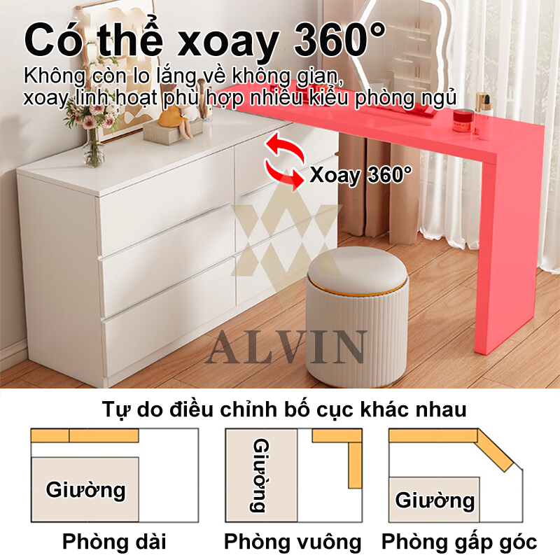 ALVIN Bàn trang điểm phòng ngủ phong cách bắc Tối Giản Và Tiện Lợi Có Nhiều Ngăn Để Đồ | BigBuy360 - bigbuy360.vn