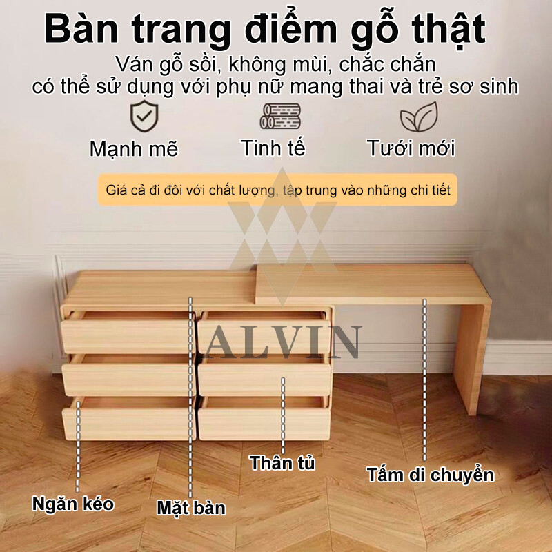 ALVIN Bàn trang điểm phòng ngủ phong cách bắc Tối Giản Và Tiện Lợi Có Nhiều Ngăn Để Đồ | BigBuy360 - bigbuy360.vn