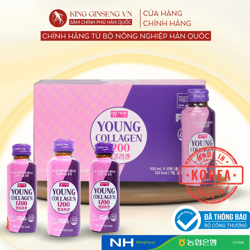 [HSD 7/2025] Nước Collagen Giúp Trắng Da, Trẻ Hoá Cơ Thể - Collagen Young 1200mg Hàn Quốc - 10 Chai
