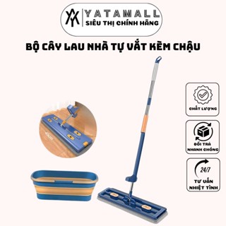 Bộ Cây Lau Nhà  Tự Vắt Kèm Xô Gấp Gọn Silicon Thông Minh Tặng Kèm 4 Bông Lau Mẫu Mới 2024 YATAMALL