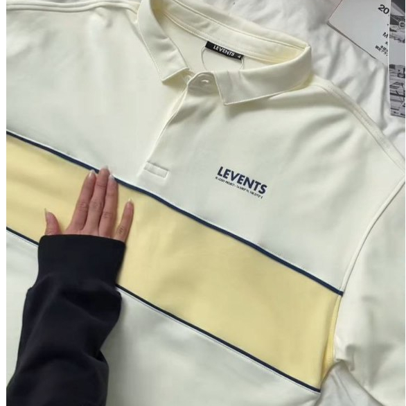 Áo Polo Levents Stripe Kem Oversize Nam Nữ