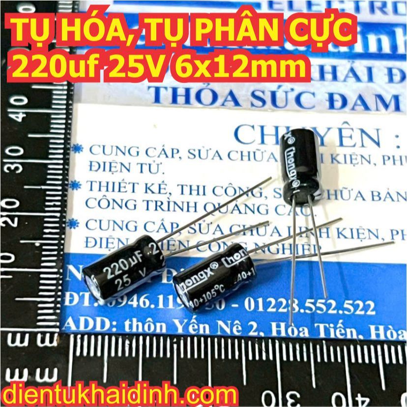 50 con TỤ HÓA, TỤ PHÂN CỰC 220uf 25V kde1803