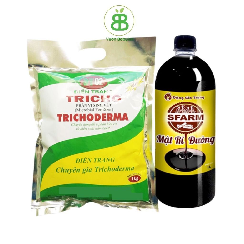 Combo  Mật Rỉ Đường 1 Lít Và Nấm Đối Kháng Trichoderma 1Kg, Ủ Phân Bón - Set 2 Món