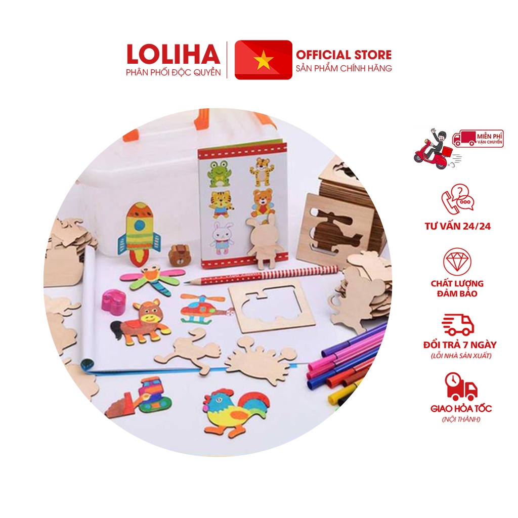 🏵️FREESHIP🏵️ Combo 5 Bộ đồ chơi vẽ gỗ (TẶNG BÚT DẠ)