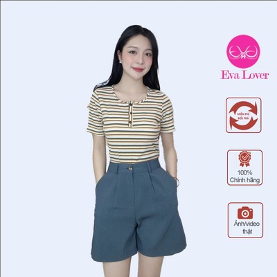Áo len kẻ cộc tay 3 cúc chất len  dệt cao cấp thiết kế trẻ trung dễ mix đồ