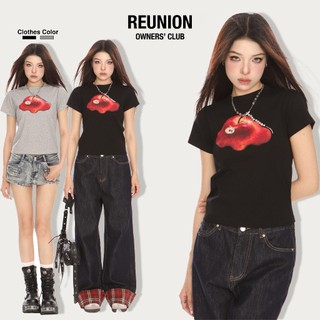 Áo Thun Baby Tee Nữ REUNION Chất Liệu Thun Co Giãn 2 Chiều Cao Cấp Thoáng Mát Hình In APPLE Năng Động Cá Tính