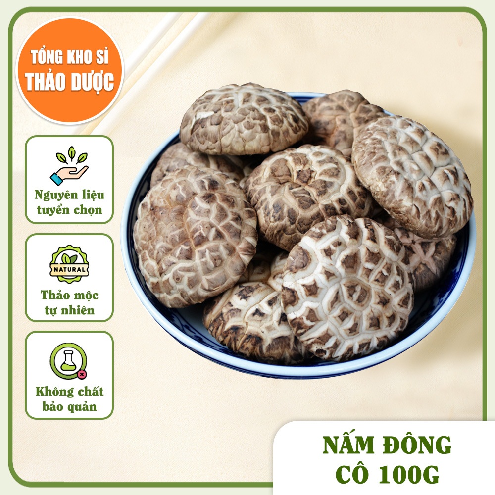 Nấm đông cô Nhật Bản khô 100g, tai nấm to trắng, thơm ngon, dùng nấu canh dưỡng sinh, nấu nước dashi